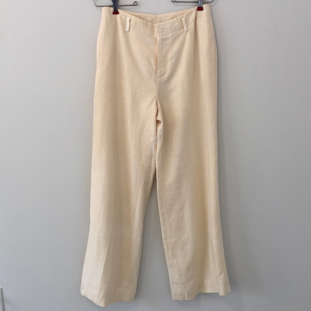 Ralph Lauren linen trouser pants fully lined, high rise and wide leg.